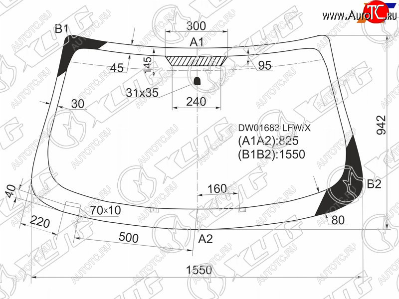 5 799 р. Стекло лобовое Chrysler Sebring 06-10  Dodge Avenger 07-14 XYG DW01683 LFW/X  с доставкой в г. Вологда