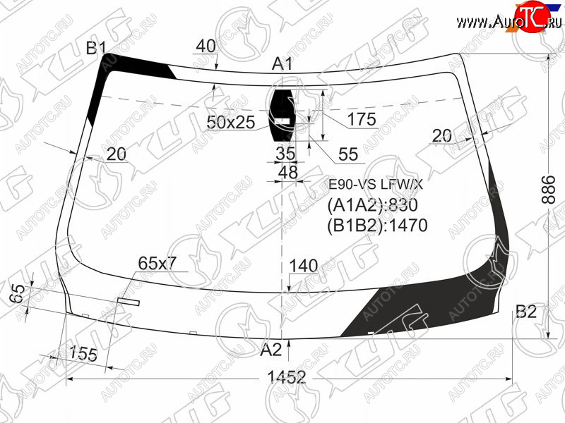 5 999 р. Стекло лобовое (Датчик дождя) XYG BMW 3 серия E90 седан дорестайлинг (2004-2008)  с доставкой в г. Вологда