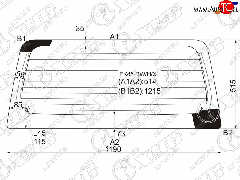 9 999 р. Стекло заднее (Цвет зеленый Обогрев) Mitsubishi eK Active 04-06  eK Sport 02-06  eK Wagon 01-06  XYG EK45 RW/H/X  с доставкой в г. Вологда