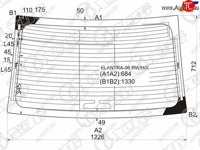 7 299 р. Стекло заднее (Цвет зеленый Обогрев Антенна) Hyundai Elantra 06-12  Avante 06-11 XYG ELANTRA-06 RW/H/X  с доставкой в г. Вологда