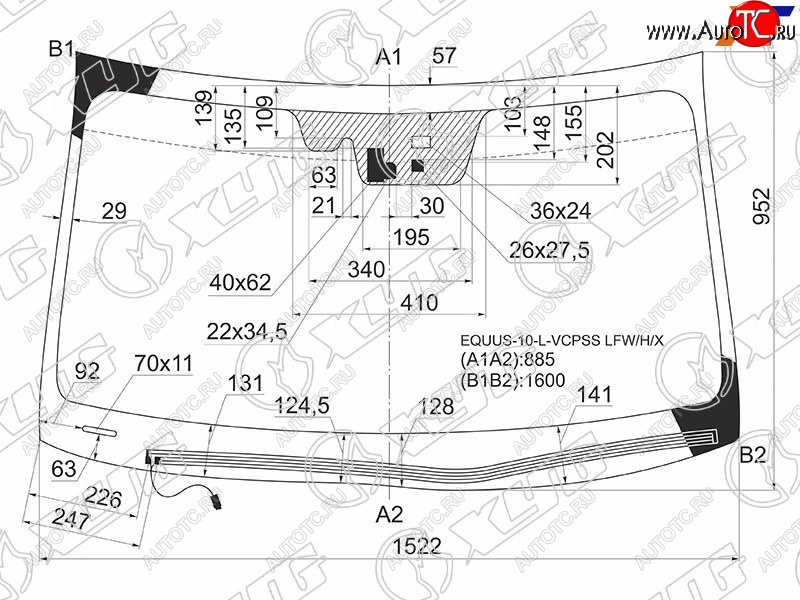 11 299 р. Стекло лобовое (Обогрев щеток Камера Датчик дождя) Hyundai Equus 10-13 XYG EQUUS-10-L-VCPSS LFW/H/X  с доставкой в г. Вологда