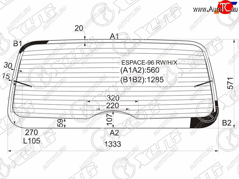 6 499 р. Стекло заднее с обогревом RENAULT ESPACE III 96-03                                                   XYG ESPACE-96 RW/H/X  с доставкой в г. Вологда