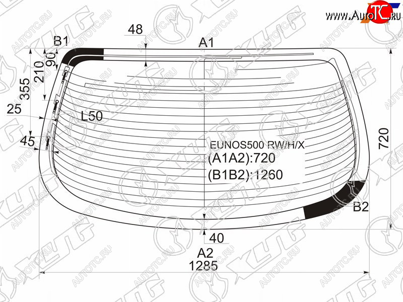 8 599 р. Стекло заднее (Цвет зеленый Обогрев Антенна) Mazda Eunos 500 92-95  Xedos 6 92-99 XYG EUNOS500 RW/H/X  с доставкой в г. Вологда