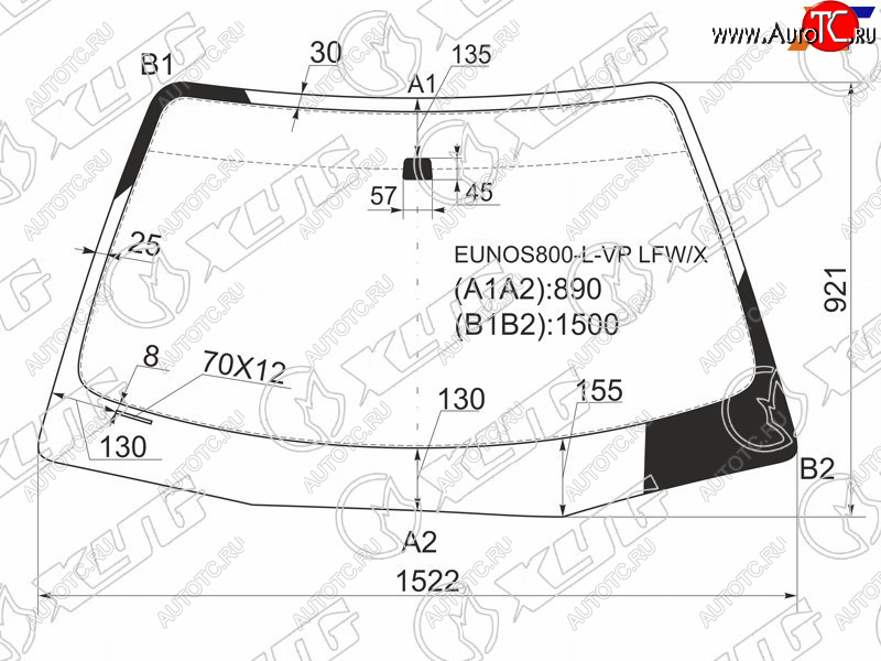 6 949 р. Стекло лобовое Mazda Eunos 800 93-97  Millenia 94-03  Xedos 9 93-02 XYG EUNOS800-L-VP LFW/X  с доставкой в г. Вологда