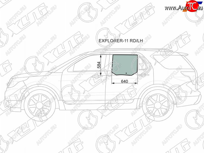 2 159 р. Стекло боковое опускное (Сзади Слева Цвет зеленый) Ford Explorer 10-19 XYG EXPLORER-11 RD/LH  с доставкой в г. Вологда