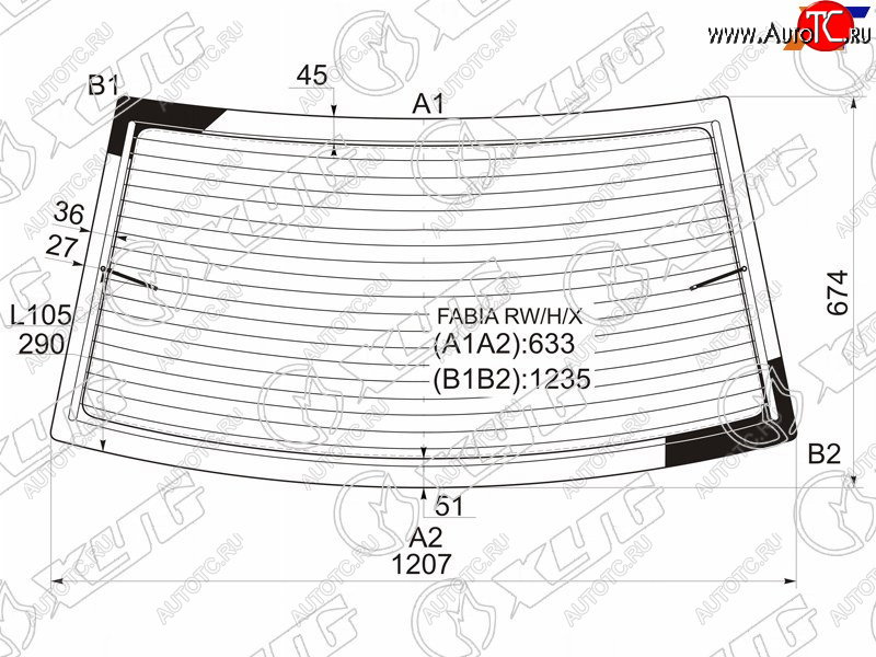 6 499 р. Стекло заднее с обогревом SKODA FABIA 4D SED 99-07                                                   XYG FABIA RW/H/X  с доставкой в г. Вологда