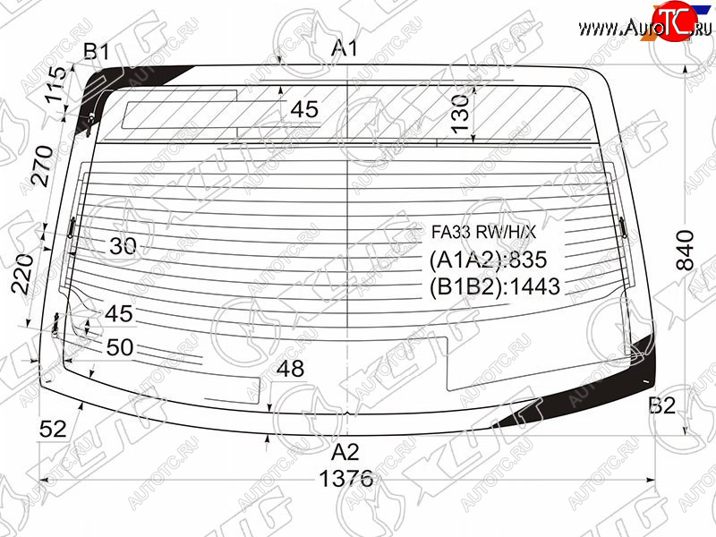 7 299 р. Стекло заднее с обогревом NISSAN CEFIRO A33 98-03NISSAN MAXIMA 98-06                                XYG FA33 RW/H/X  с доставкой в г. Вологда