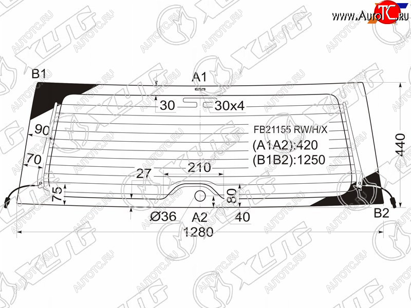 6 999 р. Стекло заднее (Цвет зеленый Обогрев Антенна) Toyota RAV4 (CA20) 00-05 XYG FB21155 RW/H/X  с доставкой в г. Вологда