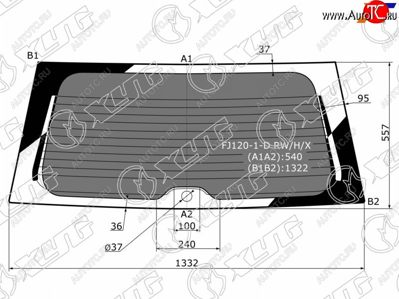 7 399 р. Стекло заднее (Затемненное Обогрев) Toyota Land Cruiser Prado (J120) 02-09  Lexus GX 02-09 XYG FJ120-1-D RW/H/X  с доставкой в г. Вологда