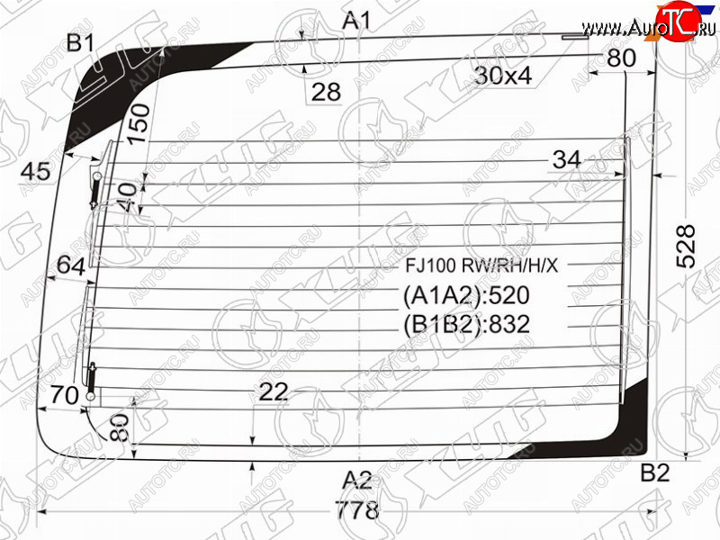 5 399 р. Стекло заднее (Цвет зеленый Обогрев справа. распашная дверь) Toyota Land Cruiser (J100) 98-07  La XYG FJ100 RW/RH/H/X  с доставкой в г. Вологда