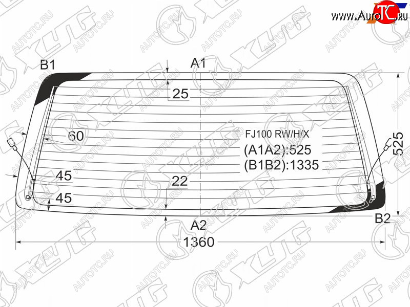 6 999 р. Стекло заднее (Цвет зеленый Обогрев) Toyota Land Cruiser (J100) 98-07  Lexus LX 98-07  Toyota Lan XYG FJ100 RW/H/X  с доставкой в г. Вологда