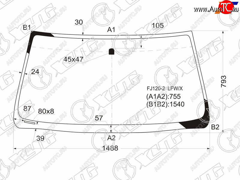 4 899 р. Стекло лобовое Toyota Land Cruiser Prado (J120) 02-09  Lexus GX 02-09 XYG FJ120-2 LFW/X  с доставкой в г. Вологда