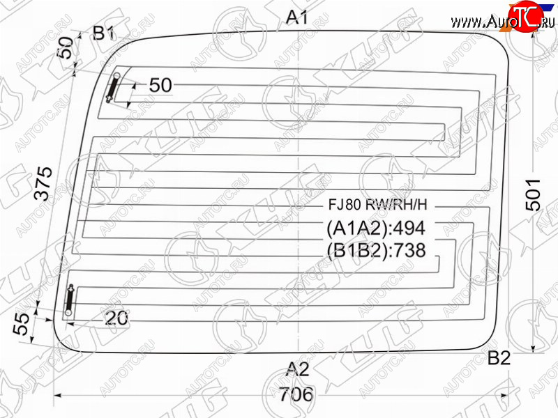 5 599 р. Стекло заднее (Цвет зеленый Обогрев) Toyota Land Cruiser (J80) 89-97 XYG FJ80 RW/RH/H  с доставкой в г. Вологда