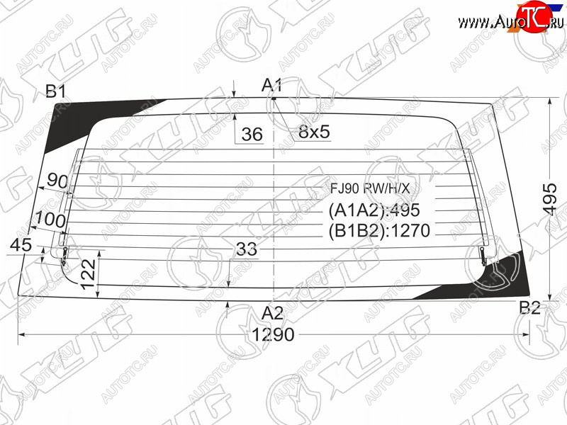 7 999 р. Стекло заднее (Цвет зеленый Обогрев) Toyota Land Cruiser Prado (J90) 96-02 XYG FJ90 RW/H/X  с доставкой в г. Вологда