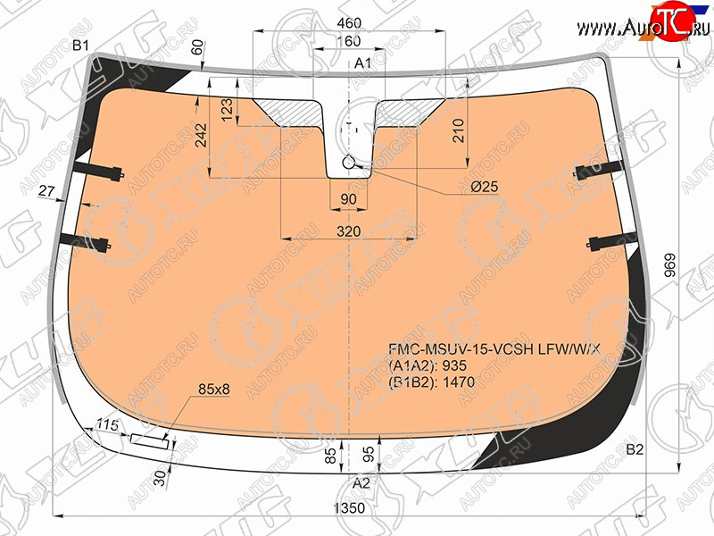 22 699 р. Стекло лобовое (Обогрев полный Датчик дождя Молдинг) Ford EcoSport 14-23 XYG FMC-MSUV-15-VCSH LFW/W/X  с доставкой в г. Вологда