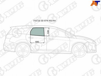 Стекло боковое опускное (Сзади Справа Цвет зеленый) Ford Focus 10-19 XYG FOCUS-III-STW RD/RH