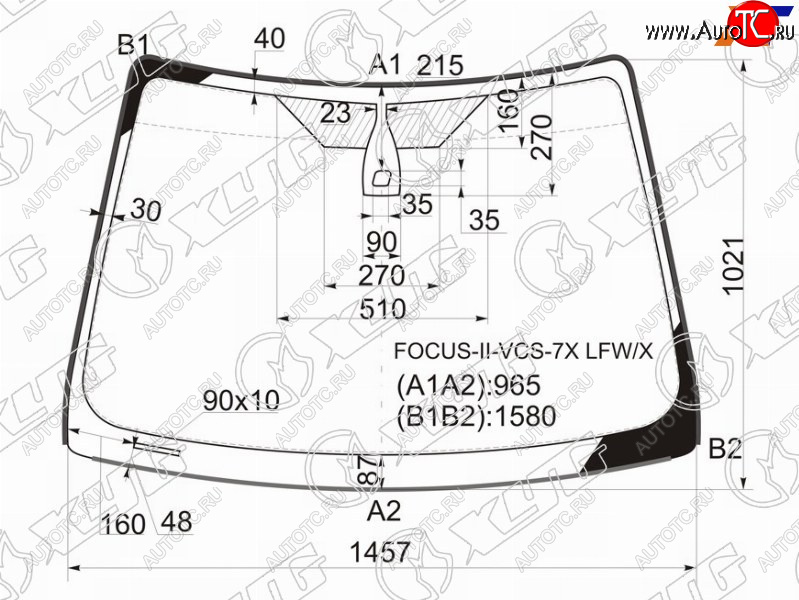 8 249 р. Стекло лобовое (Датчик дождя Молдинг) Ford Focus 04-11  Focus RS 09-11  Focus ST 05-10 XYG FOCUS-II-VCS-7X LFW/X  с доставкой в г. Вологда