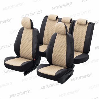8 499 р. Чехлы сидений (экокожа, 40/60) Автопилот Ромб Audi Q3 8U дорестайлинг (2011-2015) (черный/бежевый)  с доставкой в г. Вологда. Увеличить фотографию 6
