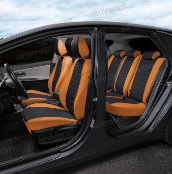 13 849 р. Чехлы сидений (экокожа) Автопилот Audi Q5 8R дорестайлинг (2008-2012) (оранж/черный)  с доставкой в г. Вологда. Увеличить фотографию 7