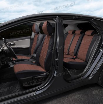 13 849 р. Чехлы сидений (экокожа, 40/60, спорт-сиденья) Автопилот BMW 3 серия E90 седан дорестайлинг (2004-2008) (черный/темно-коричневый)  с доставкой в г. Вологда. Увеличить фотографию 7