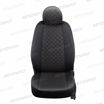 8 749 р. Чехлы сидений (экокожа/алькантара, сплошн.) Автопилот Ромб BMW 5 серия E60 седан дорестайлинг (2003-2007) (черный/темно-серый)  с доставкой в г. Вологда. Увеличить фотографию 3