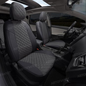8 749 р. Чехлы сидений (экокожа/алькантара, сплошн.) Автопилот Ромб BMW 5 серия E60 седан дорестайлинг (2003-2007) (черный/темно-серый)  с доставкой в г. Вологда. Увеличить фотографию 6