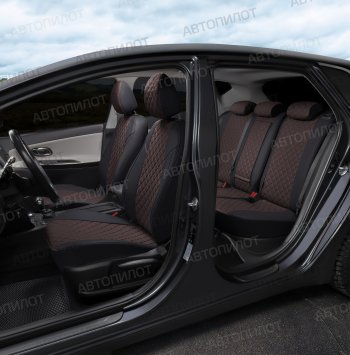8 499 р. Чехлы сидений (экокожа, сплошн.) Автопилот Ромб BMW X1 E84 (2009-2015) (черный/шоколад)  с доставкой в г. Вологда. Увеличить фотографию 5