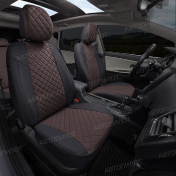 8 499 р. Чехлы сидений (экокожа, сплошн.) Автопилот Ромб BMW X1 E84 (2009-2015) (черный/шоколад)  с доставкой в г. Вологда. Увеличить фотографию 6