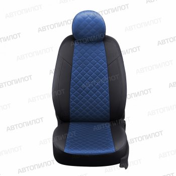 14 249 р. Чехлы сидений (экокожа/алькантара) Автопилот Ромб  Chevrolet Aveo  T300 (2011-2015) седан, хэтчбек (черный/синий)  с доставкой в г. Вологда. Увеличить фотографию 2