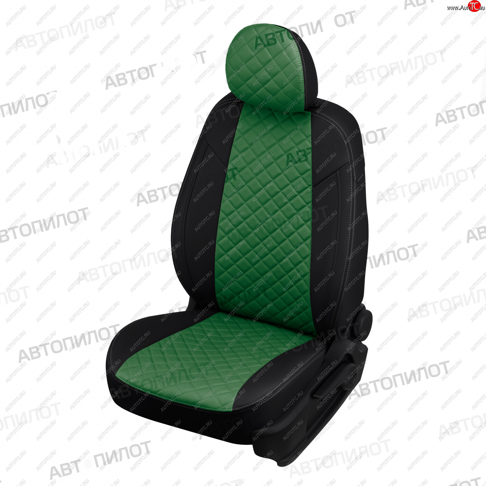 10 449 р. Чехлы сидений (экокожа) Автопилот Ромб Daewoo Matiz M100 дорестайлинг (1998-2000) (черный/зеленый)  с доставкой в г. Вологда
