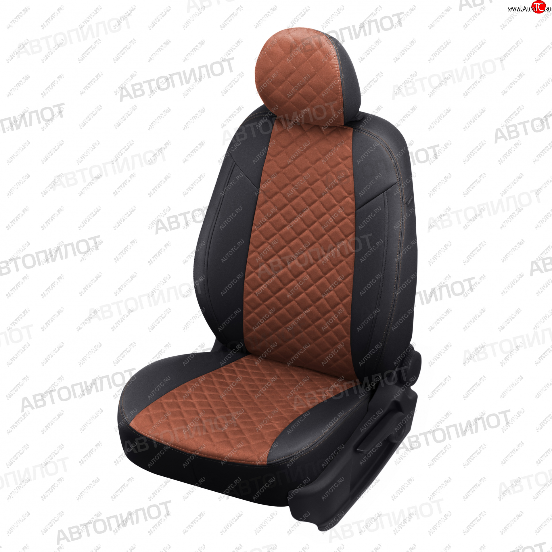 14 249 р. Чехлы сидений (экокожа/алькантара) Автопилот Ромб  Ford S-Max  1 (2006-2015) дорестайлинг, рестайлинг (черный/коричневый)  с доставкой в г. Вологда