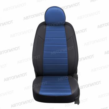 7 499 р. Чехлы на сиденья Алькантара (2 места экокожа) Автопилот  Ford Tourneo (2003-2013) (черный/синий)  с доставкой в г. Вологда. Увеличить фотографию 2