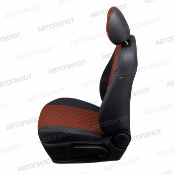 10 249 р. Чехлы сидений (экокожа/алькантара) Автопилот Ромб Hyundai I30 2 GD дорестайлинг, хэтчбэк 5 дв. (2011-2015) (черный/темно-коричневый)  с доставкой в г. Вологда. Увеличить фотографию 2