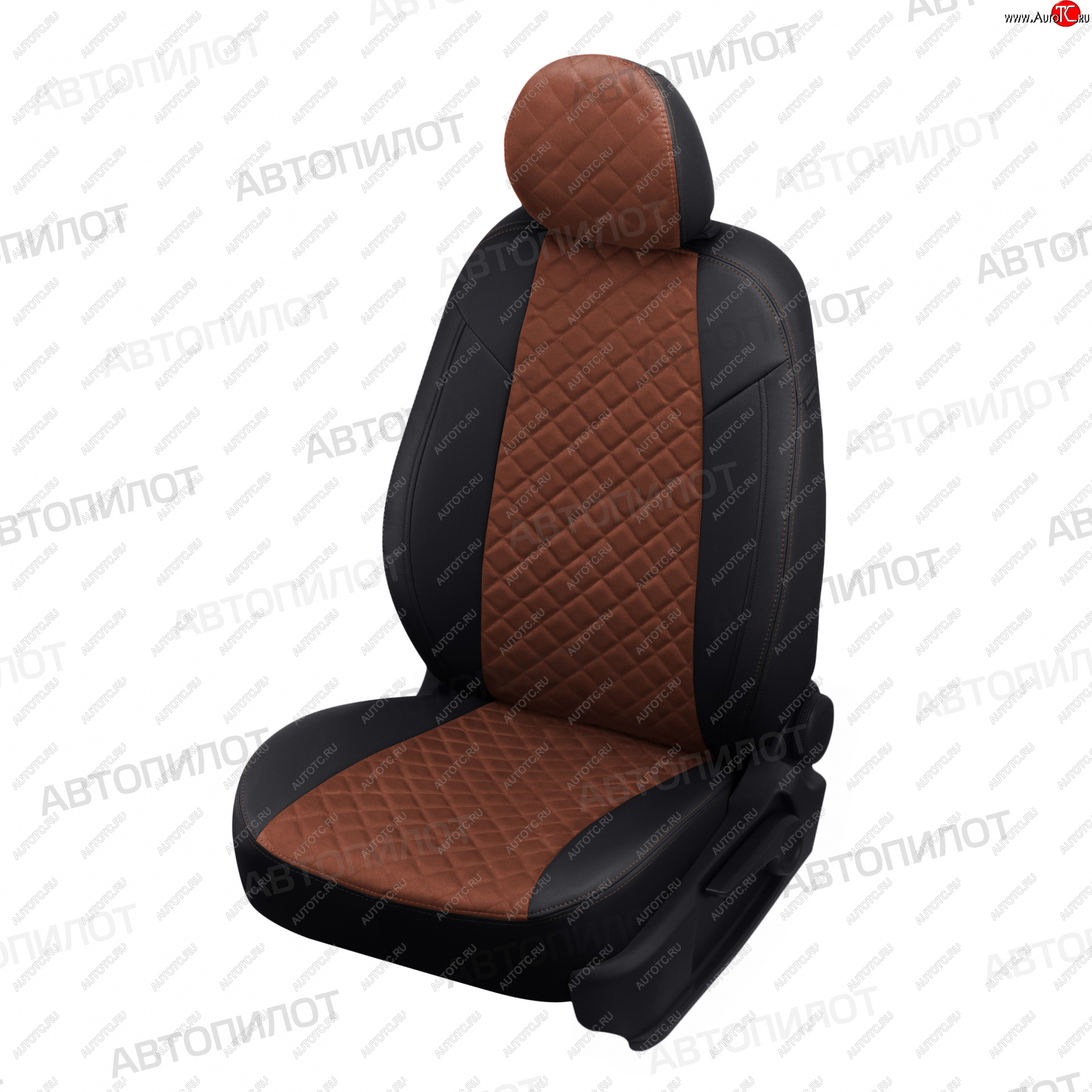 10 249 р. Чехлы сидений (экокожа/алькантара) Автопилот Ромб Hyundai I30 2 GD дорестайлинг, хэтчбэк 5 дв. (2011-2015) (черный/темно-коричневый)  с доставкой в г. Вологда