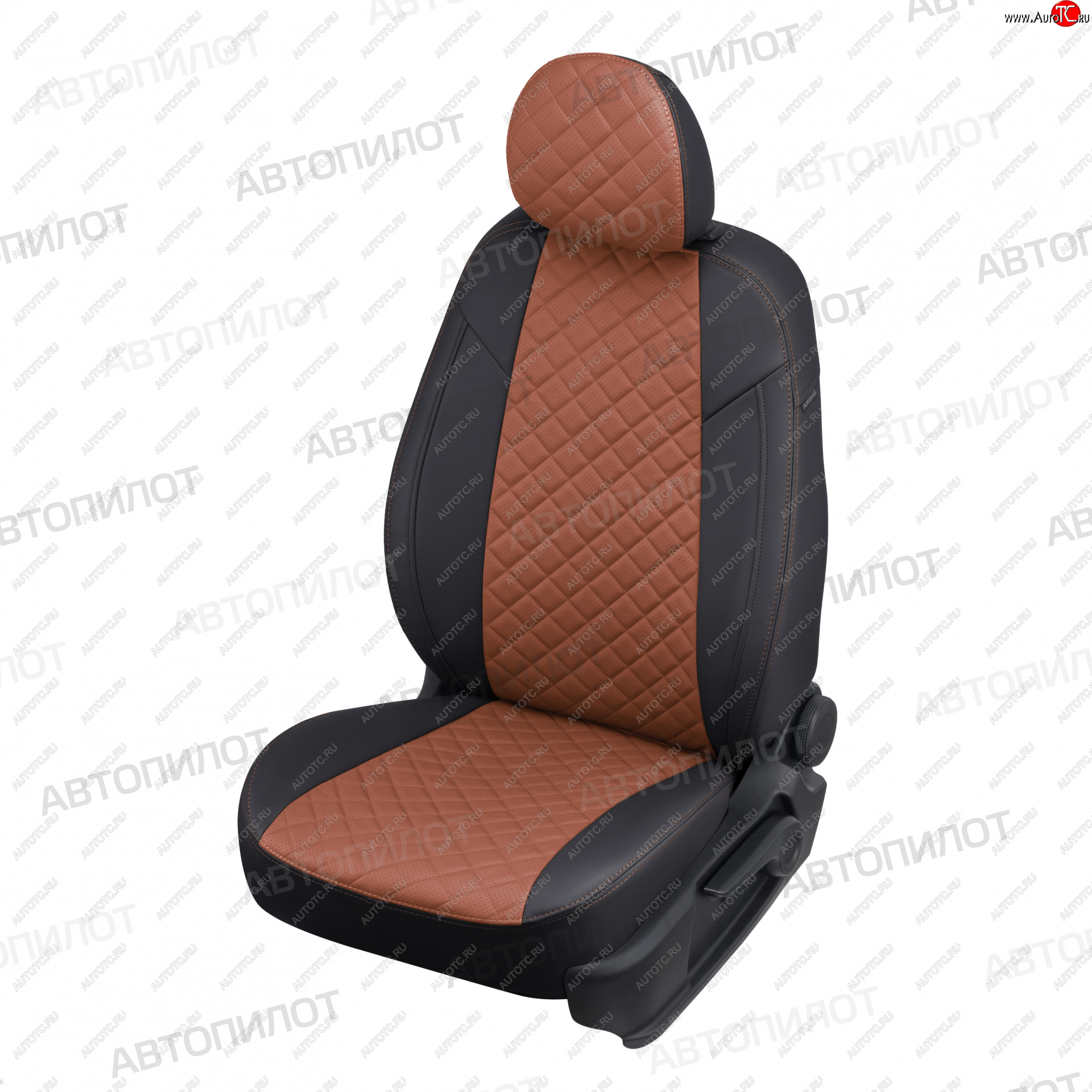 8 499 р. Чехлы сидений (экокожа, 40/60) Автопилот Ромб  Hyundai Solaris  RBr (2010-2017), KIA Rio  3 QB (2011-2017) (черный/коричневый)  с доставкой в г. Вологда