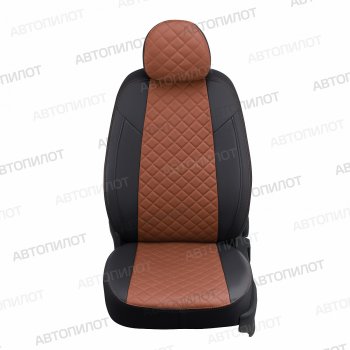 8 499 р. Чехлы сидений (экокожа, 40/60) Автопилот Ромб  Hyundai Solaris  RBr (2010-2017), KIA Rio  3 QB (2011-2017) (черный/коричневый)  с доставкой в г. Вологда. Увеличить фотографию 3