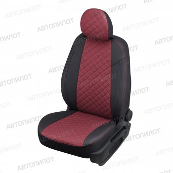 8 499 р. Чехлы сидений (экокожа, 40/60) Автопилот Ромб  Hyundai Solaris  RBr (2010-2017), KIA Rio  3 QB (2011-2017) (черный/бордовый)  с доставкой в г. Вологда. Увеличить фотографию 5