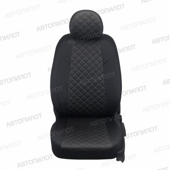 8 499 р. Чехлы сидений (экокожа, сплош) Автопилот Ромб Hyundai Solaris RBr седан рестайлинг (2014-2017) (черный)  с доставкой в г. Вологда. Увеличить фотографию 2