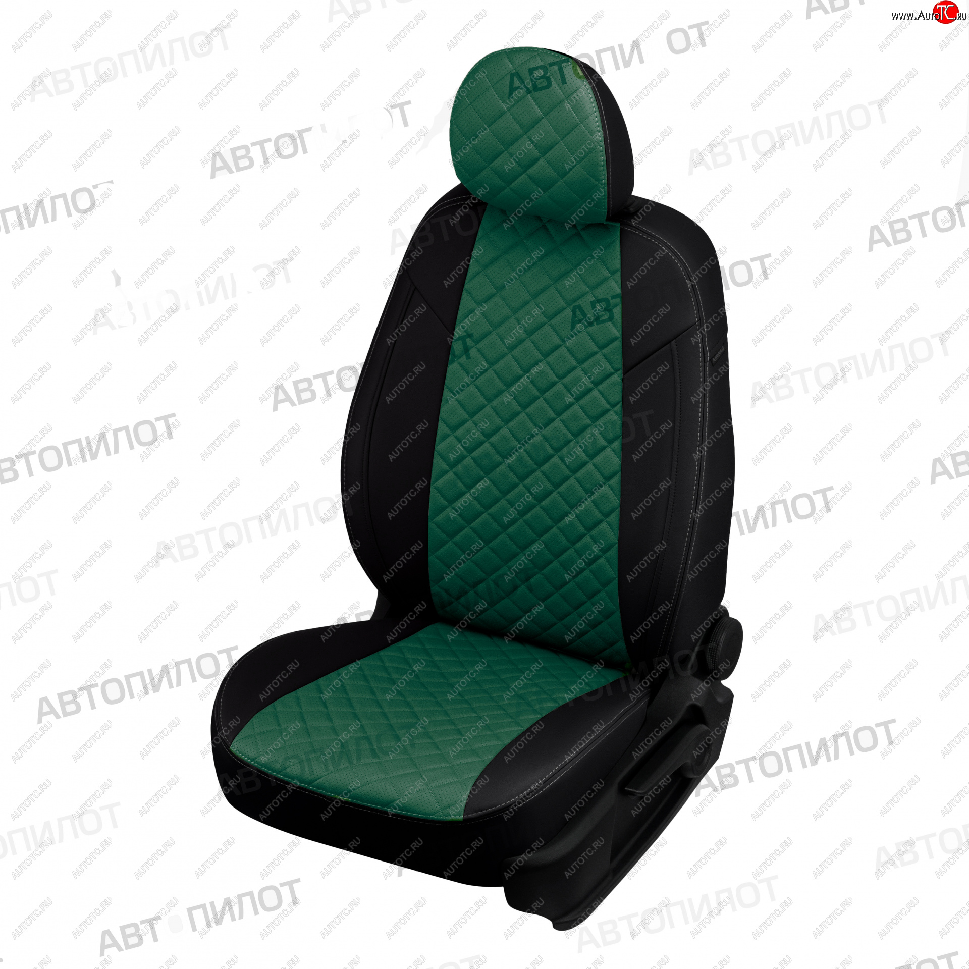 10 449 р. Чехлы сидений (экокожа) Автопилот Ромб KIA Picanto 1 SA хэтчбэк 5 дв. 1-ый рестайлинг (2007-2010) (черный/зеленый)  с доставкой в г. Вологда