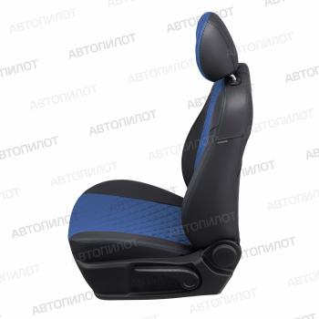 8 399 р. Чехлы на сиденья Ромб (раздел. 40/60 экокожа) Автопилот Nissan Micra K12 5 дв. дорестайлинг (2002-2005) (черный/синий)  с доставкой в г. Вологда. Увеличить фотографию 4