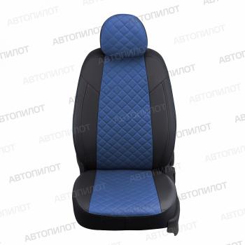 8 399 р. Чехлы на сиденья Ромб (раздел. 40/60 экокожа) Автопилот Nissan Micra K12 5 дв. дорестайлинг (2002-2005) (черный/синий)  с доставкой в г. Вологда. Увеличить фотографию 5
