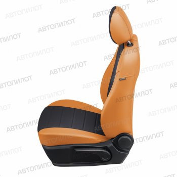 13 649 р. Чехлы сидений (экокожа) Автопилот  Renault Symbol  седан (2002-2012) LB 1-ый рестайлинг, LB 2-ой рестайлинг, LU (оранж/черный)  с доставкой в г. Вологда. Увеличить фотографию 2