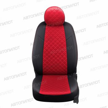 8 499 р. Чехлы на сиденья Алькантара ромб (передн. кресла Sport раздел. 40/60 экокожа) Автопилот Skoda Octavia A7 рестайлинг универсал (2016-2020) (черный/красный)  с доставкой в г. Вологда. Увеличить фотографию 4