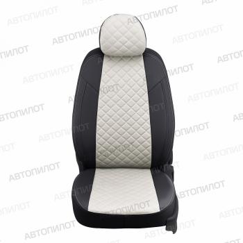 8 499 р. Чехлы на сиденье Ромб (раздел. 40/60 экокожа) Автопилот Volkswagen Polo 5 седан рестайлинг (2015-2020) (черный/белый)  с доставкой в г. Вологда. Увеличить фотографию 6