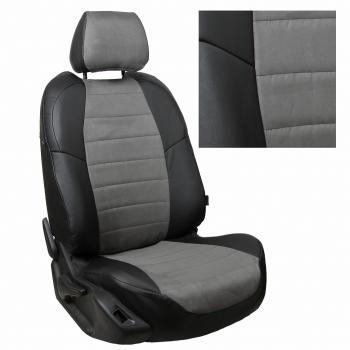 4 999 р. Чехлы на сиденья Алькантара (3 места экокожа) Автопилот Volkswagen Caravelle T5 дорестайлинг (2002-2009) (черный/серый)  с доставкой в г. Вологда. Увеличить фотографию 2