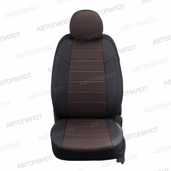 13 199 р. Чехлы на сиденья Экокожа (8 мест сплош. экокожа) Автопилот Volkswagen Caravelle T6 дорестайлинг (2015-2019) (черный/шоколад)  с доставкой в г. Вологда. Увеличить фотографию 3