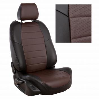 13 199 р. Чехлы на сиденья Экокожа (8 мест сплош. экокожа) Автопилот Volkswagen Caravelle T6 дорестайлинг (2015-2019) (черный/шоколад)  с доставкой в г. Вологда. Увеличить фотографию 2