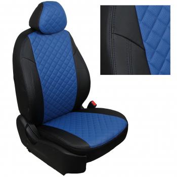 13 549 р. Чехлы на сиденья Ромб (8 мест сплош. экокожа) Автопилот Volkswagen Caravelle T6 дорестайлинг (2015-2019) (черный/синий)  с доставкой в г. Вологда. Увеличить фотографию 2