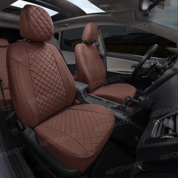 14 449 р. Чехлы сидений (экокожа) Автопилот Ромб Nissan Micra K12 5 дв. дорестайлинг (2002-2005) (темно-коричневый)  с доставкой в г. Вологда. Увеличить фотографию 6