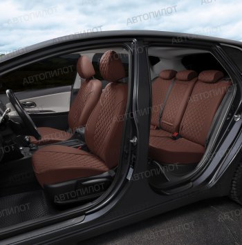14 449 р. Чехлы сидений (экокожа) Автопилот Ромб Nissan Micra K12 5 дв. дорестайлинг (2002-2005) (темно-коричневый)  с доставкой в г. Вологда. Увеличить фотографию 7